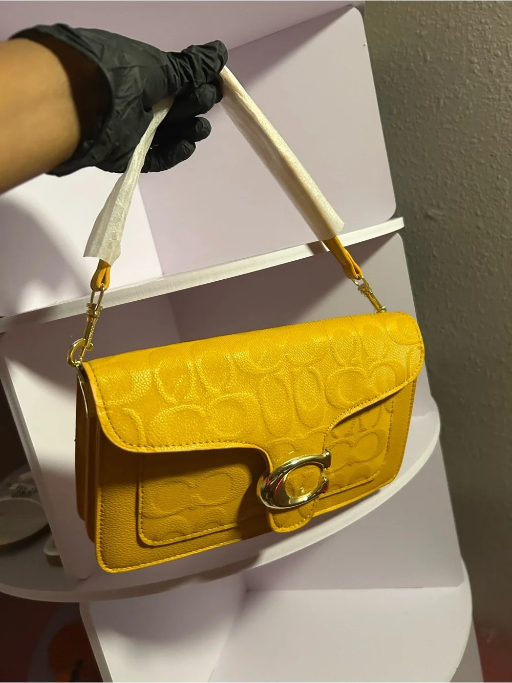 Coach Bright Yellow Signature Leather Crossbody with Gold 'C' Accent